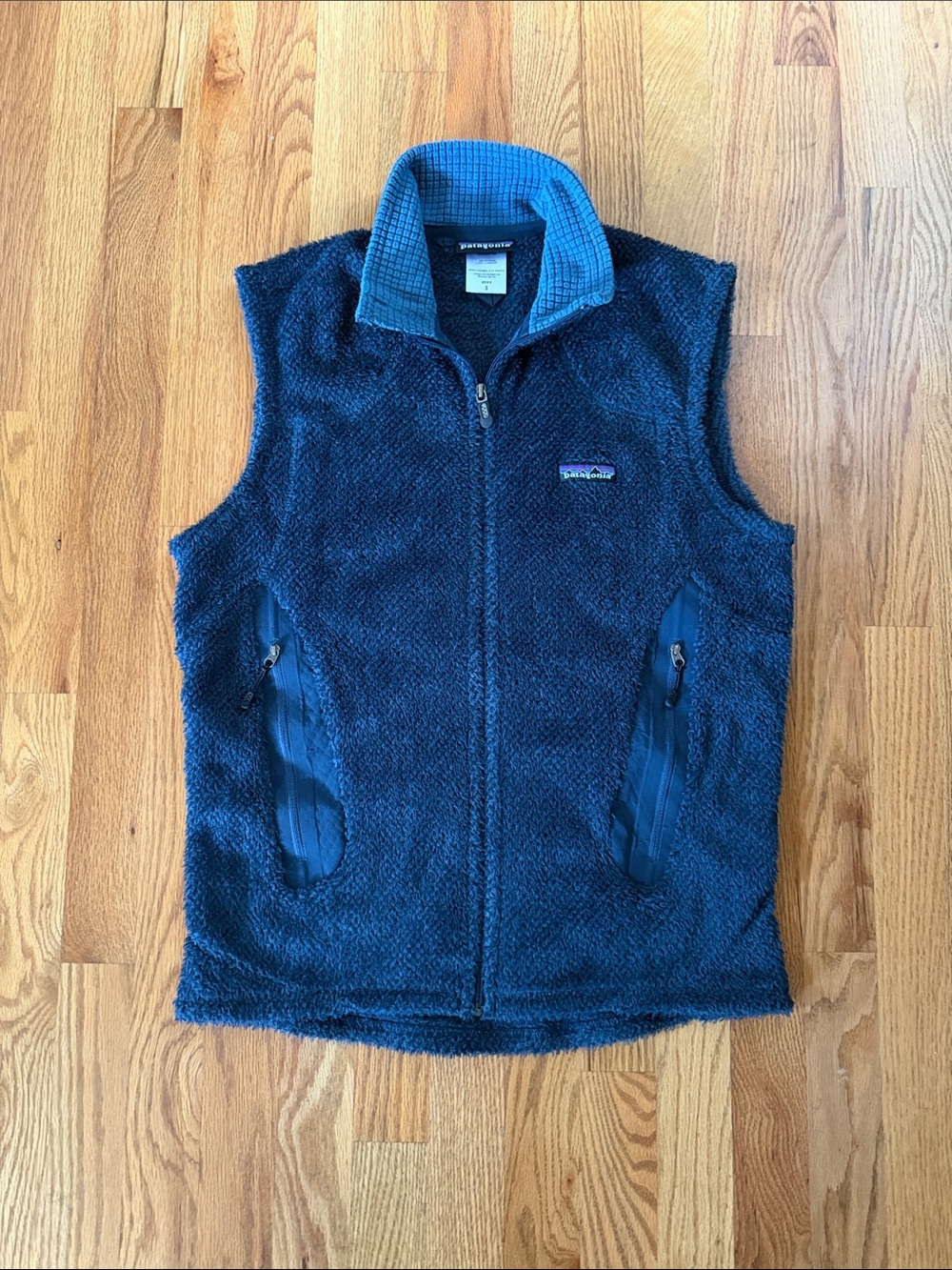 Patagonia Dark Blue Fleece Vest with High Collar